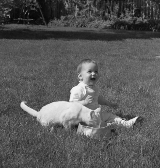 Baby Sitting on Grass Poster Print - 18 x 24 in.