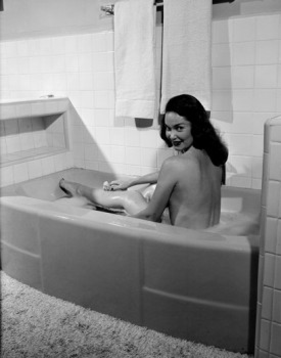 Young Woman Taking Bath Poster Print - 18 x 24 in.