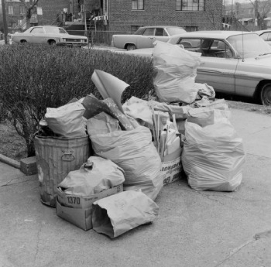 Trash Pile on Sidewalk Poster Print 18 x 24 in.