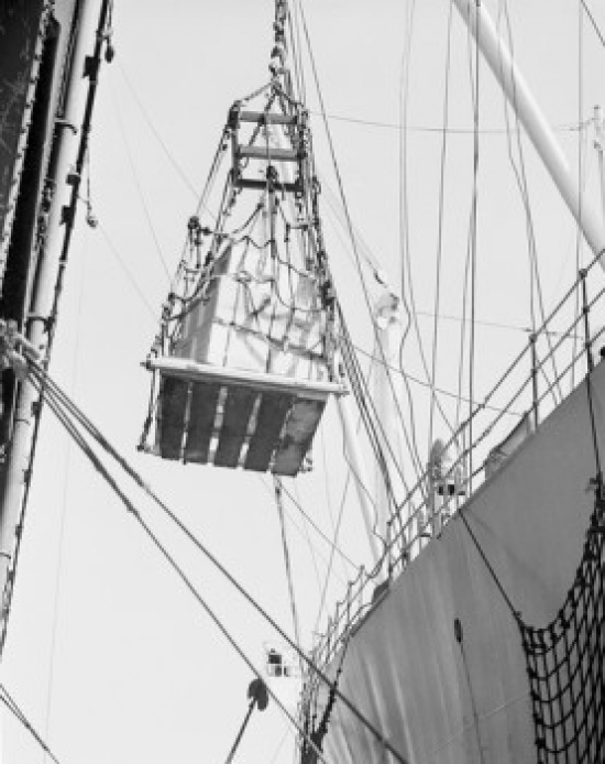 Loading Cargo Boxes Onto Moore Mccormack Ss Mormacpenn Ship Poster Print - 18 x 24 in.