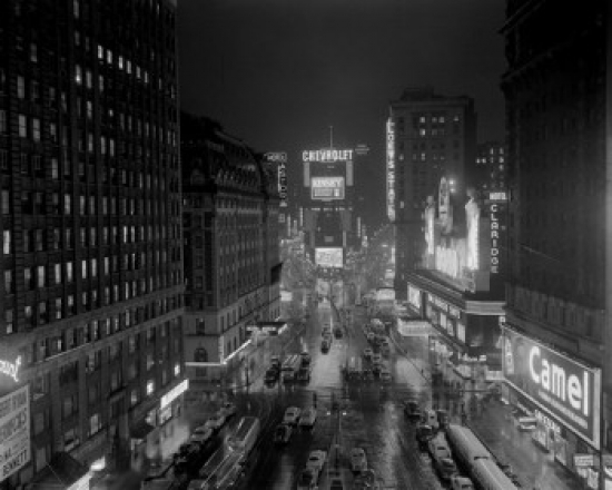 SAL255422527 USA New York City Manhattan View of Times Square at Night Poster Print - 18 x 24 in.
