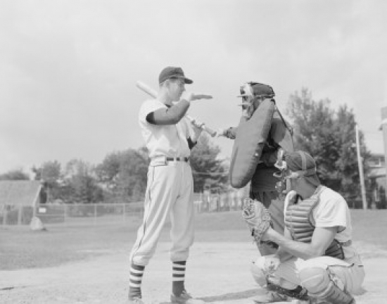 Baseball Players Discussing Poster Print - 18 x 24 in.