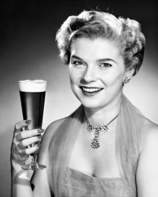 SAL2554233 Portrait of a Young Woman Holding a Glass of Beer Poster Print - 18 x 24 in.