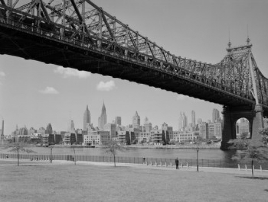 USA New York State New York City Skyline at East River with Queensboro Bridge Poster Print - 18 x 24 in.