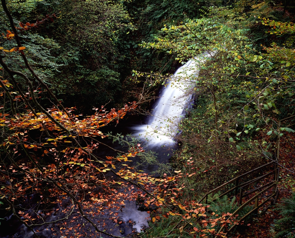DPI1797490 High Angle View of A Waterfall Glenoe Waterfall County Antrim Northern Ireland Poster Print by The Irish Image Collection, 16 x 12