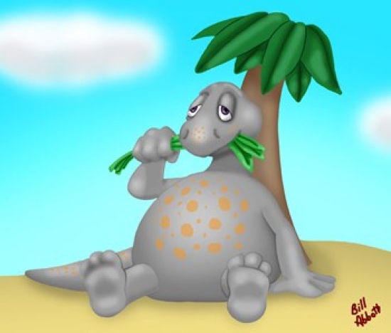 Hungry Dinosaur Poster Print by Bill Abbott - 14 x 11 in.