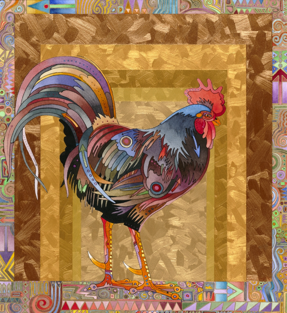Metallic Rooster Poster Print by Bob Coonts - 24 x 26 in.