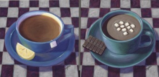 Caffeine Cups 1 Poster Print by Debra Ozello - 24 x 12 in.
