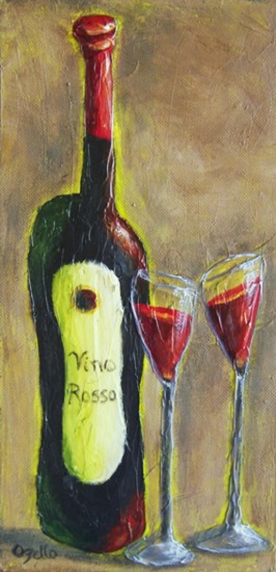 Vino Rosso for Two Poster Print by Debra Ozello - 12 x 24 in.