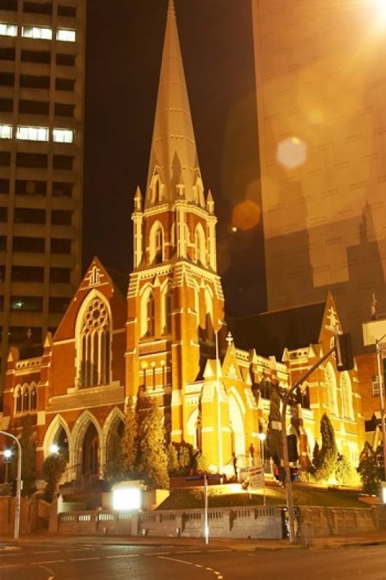 PDDAU01DWA0467 Albert Street Uniting Church at Night Brisbane Queensland Australia Poster Print by David Wall
