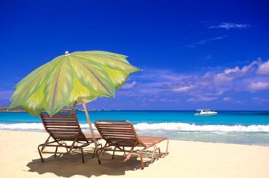 PDDCA05MDE0002 Beach Umbrella Abaco Bamahas Poster Print by Michael Defreitas - 35 x 24 in.