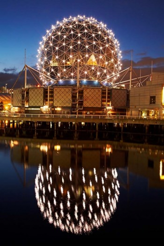 Science World False Creek Vancouver British Columbia Poster Print by David Wall - 19 x 29 in.