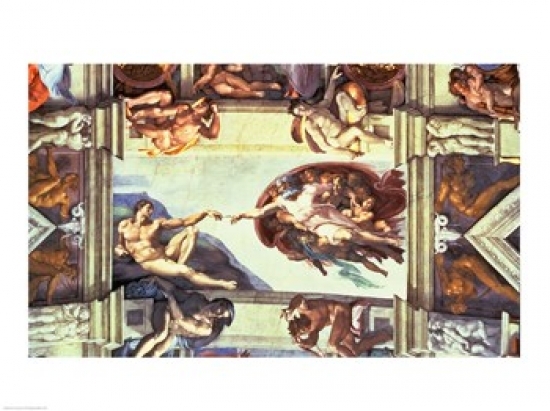 Sistine Chapel Ceiling - Creation of Adam 1510 Poster Print by Michelangelo Buonarroti - 36 x 24 in. - Large