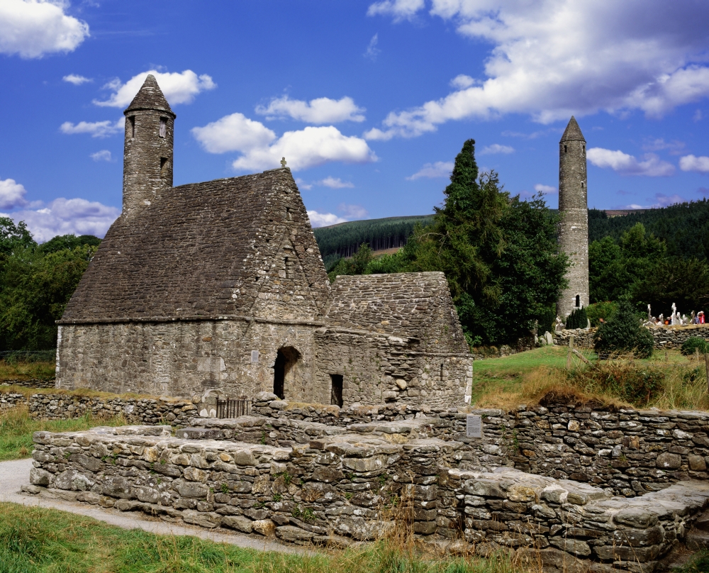 Chapel of Saint Kevin At Glendalough & Round Tower Glendalough Co Wicklow Ireland Poster Print by The Irish Image Collection, 30 x 24 - Large