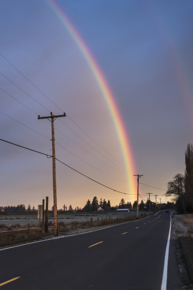 DPI12290377LARGE A Rainbow Brightens A Sky - Astoria Oregon United States of America Poster Print by Robert L.Potts, 24 x 38 - Large