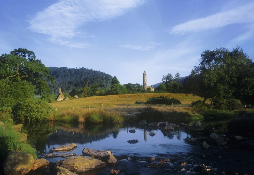 Round Tower in The Forest - Glendalough County Wicklow Republic of Ireland Poster Print by The Irish Image Collection, 36 x 24 - Large