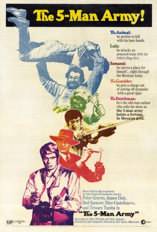 MOVCF2425 The Five Man Army Movie Poster - 27 x 40 in.