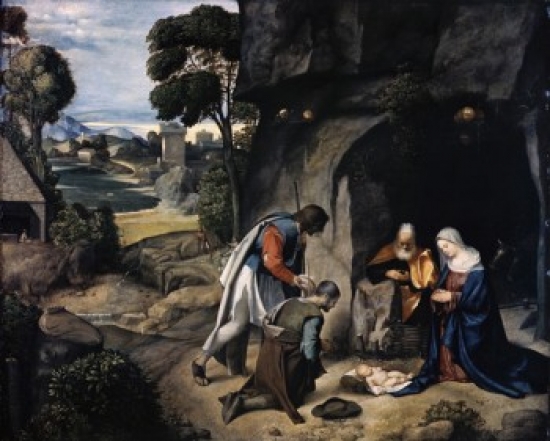 Adoration of the Shepherds C 1510 Giorgio Giorgione C 1477-1510 Venetian National Gallery of Art Washington Poster Print - 18 x 24 in.