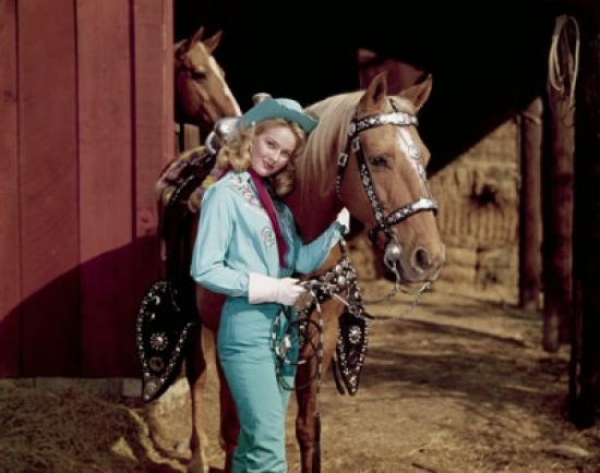 SAL3811361501 Portrait of a Young Woman Standing Near a Horse Poster Print - 18 x 24 in.