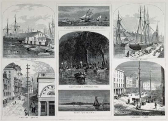 Scenes in Baltimore Artist Unknown Etching Poster Print - 18 x 24 in.