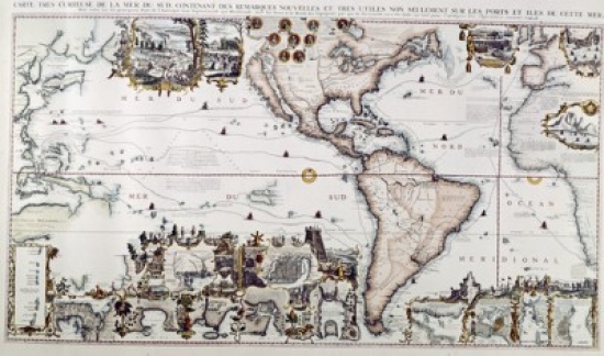 America & the Pacific Ocean From Chatelains Atlas Historique 1719 Poster Print - 18 x 24 in.