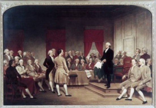 Washington Addressing Constitutional Convention Junius Brutus Stearns 1810-1885 American Poster Print - 18 x 24 in.