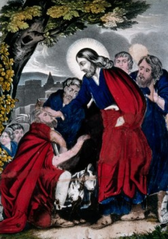 Christ Restoreth the Blind Currier & Ives 1846 1857-1907 Washington DC Library of Congress Poster Print - 18 x 24 in.