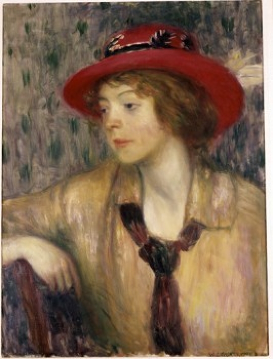 SAL900123397 Lady with a Red Hat William James Glackens 1870-1938 American Oil on Canvas Poster Print - 18 x 24 in -  Posterazzi