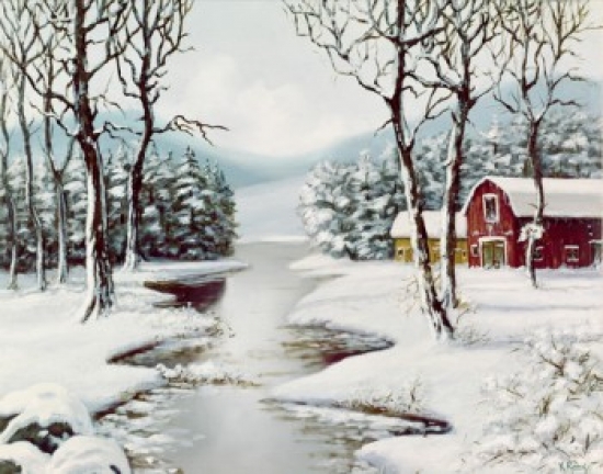 Winter Rural Landscape Poster Print - 18 x 24 in.
