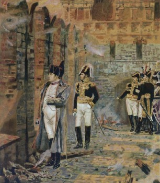 Napoleon Watching Moscow Burning Verescagin Vasilij Vasil Evic1842-1904 Russian Poster Print - 18 x 24 in.