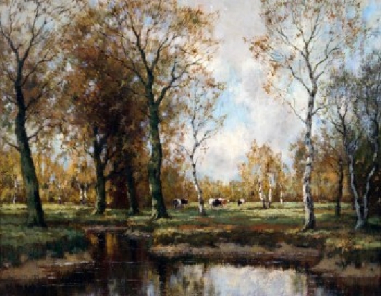 Wooded River Landscape Hendricks Willhem 19th C. Dutch Poster Print - 18 x 24 in.