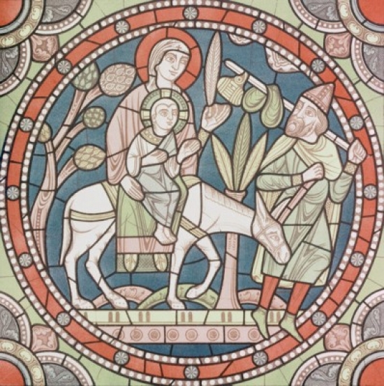 The Flight Into Egypt 12th Century Artist Unknown Stained Glass Chartres Cathedral France Poster Print - 18 x 24 in.