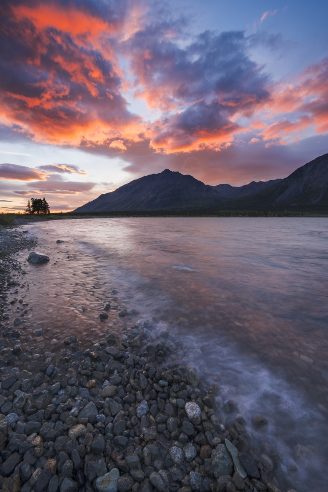 DPI12290618 Colors of Sunset Fill The Sky Over Upper Twin Lake in Lake Clark National Park & Preserve Alaska. Poster Print by Carl Johnson, 12 x 19