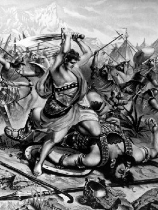 SAL9902727 David Slayeth Goliath by W. Ebbinghaus Print 19th Century Poster Print - 18 x 24 in.
