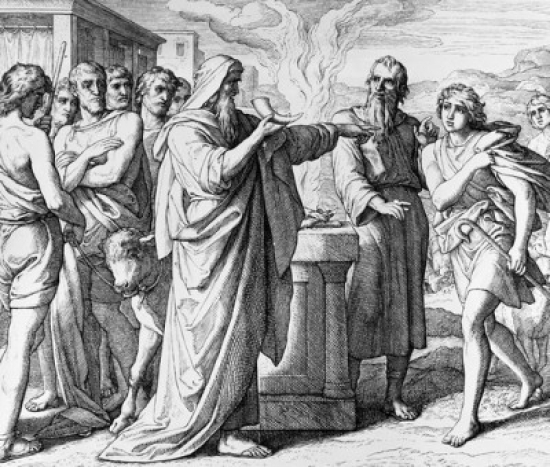 Samuel Anointing David Julius Schnorr Von Carolsfeld 1794-1872 German Poster Print - 18 x 24 in.