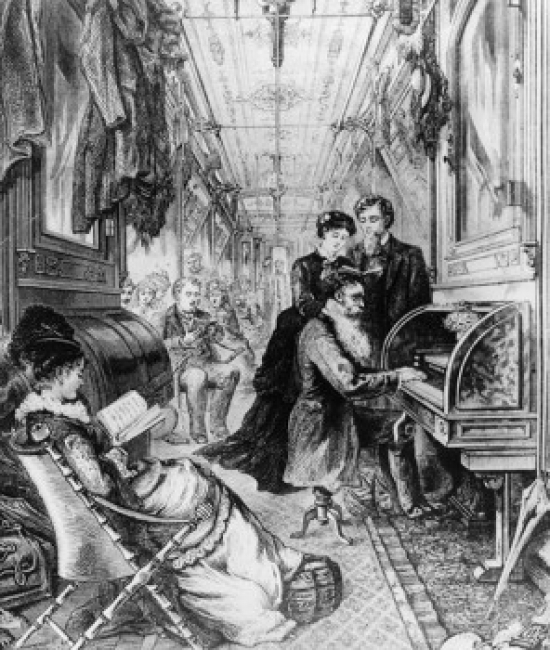 SAL995110310 Pullman Sleeping Cars Aboard the Long Distance Train Trips Newly Designed Cars Here with Organ Poster Print - 18 x 24 in.