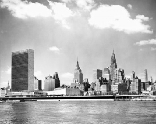 USA New York State New York City Mid Manhatan Skyline From Welfare Island in East River Poster Print - 18 x 24 in.