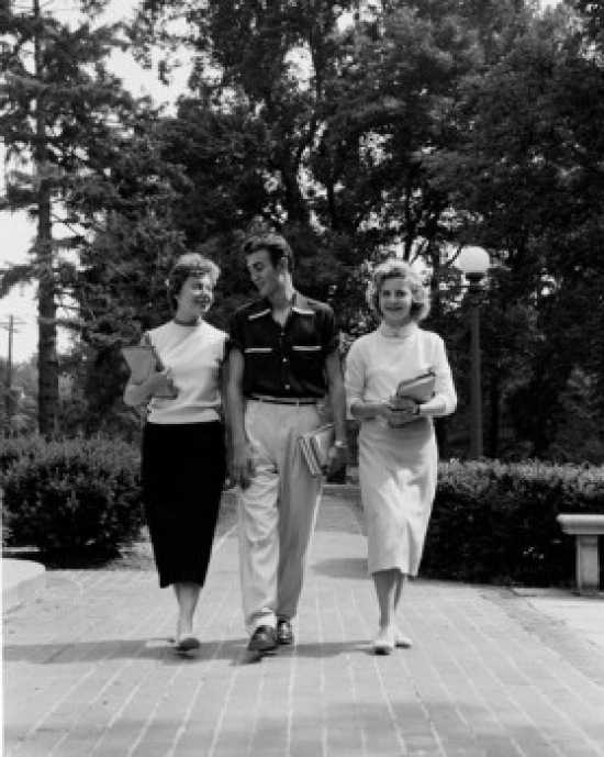 Three Students Walking Poster Print - 18 x 24 in.