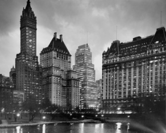 Skyscrapers Lit Up at Night New York City New York USA Poster Print - 18 x 24 in.