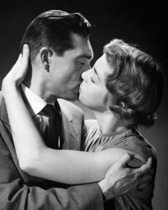 SAL2555591 Close-Up of a Young Couple Kissing Poster Print - 18 x 24 in.