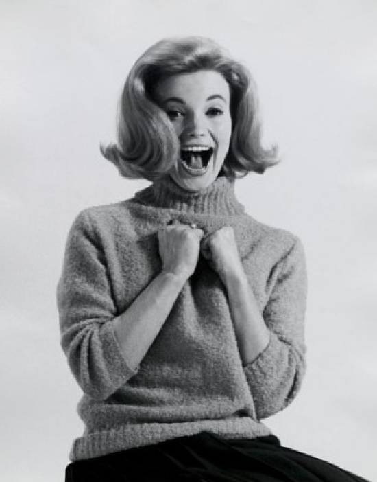 Portrait of a Young Woman Looking Surprised Poster Print - 18 x 24 in.