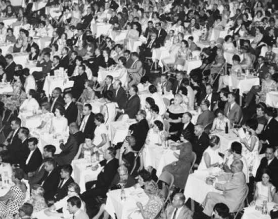 High Angle View of Crowd Sitting Poster Print - 18 x 24 in.