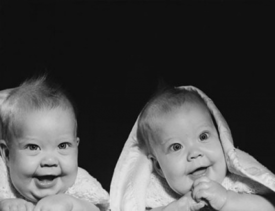 Two Babies Smiling Poster Print - 18 x 24 in.
