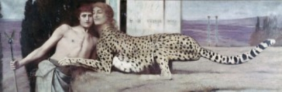 The Sphinx The Caress 1896 Fernand Khnopff 1858-1921 Belgian Oil on Canvas Royal Museums of Art & History Poster Print - 18 x 24 in.