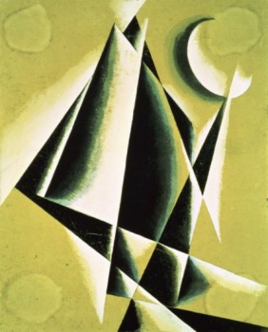 Construction with White Half Moon 1920-1921 Liubov Popova 1889-1924 Russian Watercolor Russian State Museum Poster Print - 18 x 24 in.