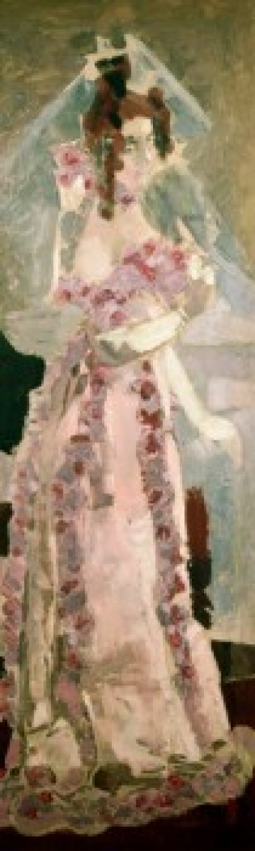 SAL261457 Portrait of a Woman at a Grand Piano 1900 Vrubel Mihail Aleksandrovic1856-1910 Russian Oil on Canvas Tretyakov Poster Print - 18 x 24 in.