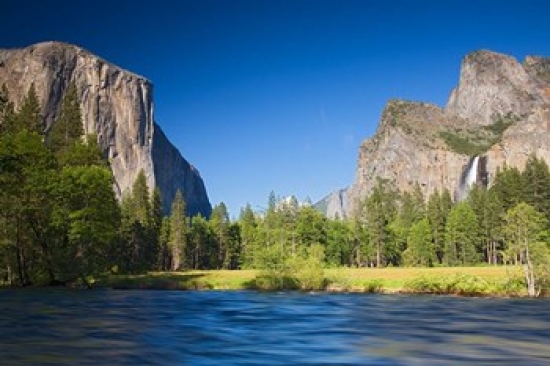 Valley View with El Capitan Cathedral Rocks Bridalveil Falls & Merced River Yosemite Np Ca Poster Print by Jamie & Judy