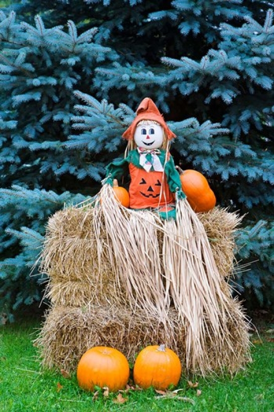 Wisconsin Autumn Haystack Halloween Decorations Poster Print by Jaynes Gallery - 18 x 26 in.