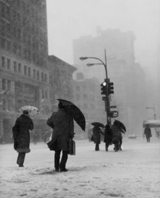 Group of People Walking During a Blizzard New York City USA Poster Print - 18 x 24 in.