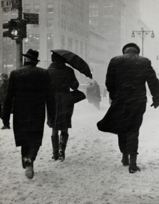 Group of People Walking on a Snow Covered Road During a Blizzard New York City USA Poster Print - 18 x 24 in.